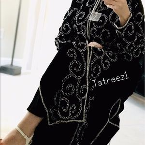 Velvet abaya with embellished handmade